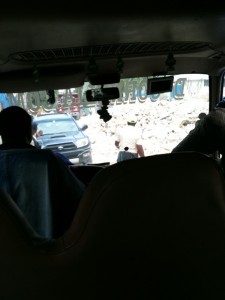 Road blocked by rubble